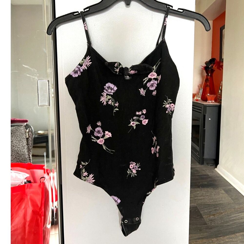 Garage - Black Floral Bodysuit